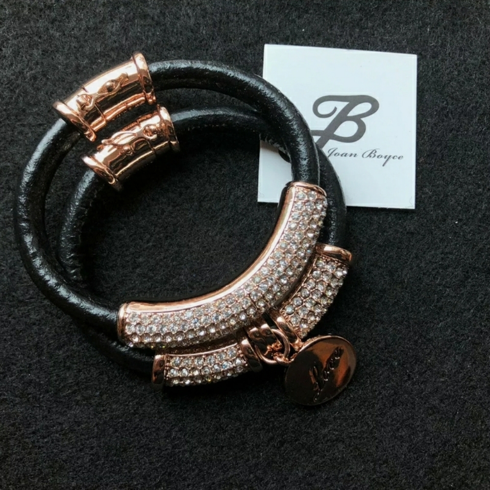 Joan Boyce Leather Crystal Bracelet